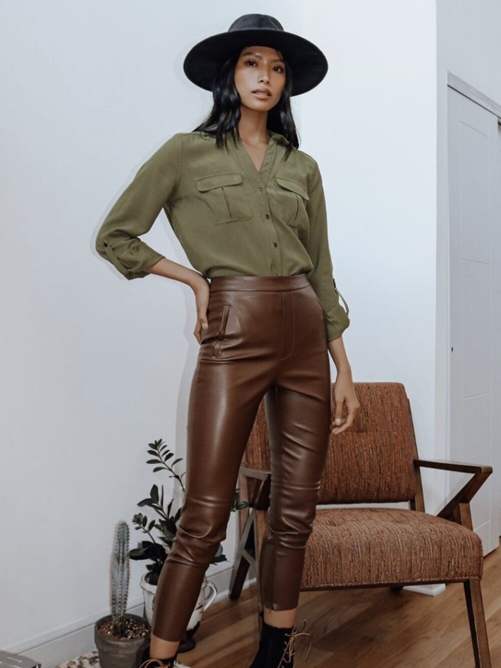 NWT Lulus Wildest Adventures Olive Green Long Sleeve Button-Up Top (size S)